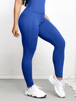 Women's High Waist Pockets Yoga Pants Tight Waist Hip Lifting Elastic Tight Solid Color Wide Waist Sports Legging