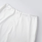 Women Solid Color Satin Long Skirs Elegant Low Waist Lace Patchwork Flowy Summer Skirt for Casual