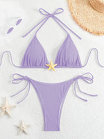 Sexy Black Micro Bikini 2025 Women Starfish Ornament Push Up Bra Tie Side Thong Swimsuit Summer Bathing Suit Holiday Swimwear