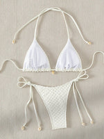 DEKA Tie Side Thong Swimwear New Sexy Bikini Set White Shell Designer Swimsuit Halter Push Up Micro Bikinis Summer Bathing