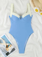 Push Up One Piece Swimsuit Women Backless Bodysuit Black White Swimwear Thong Beach Wear 2025 Contrast Color Bathing Suits Pool