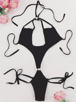 Women's Halter Neck Tie Elastic One - Piece Bodysuit