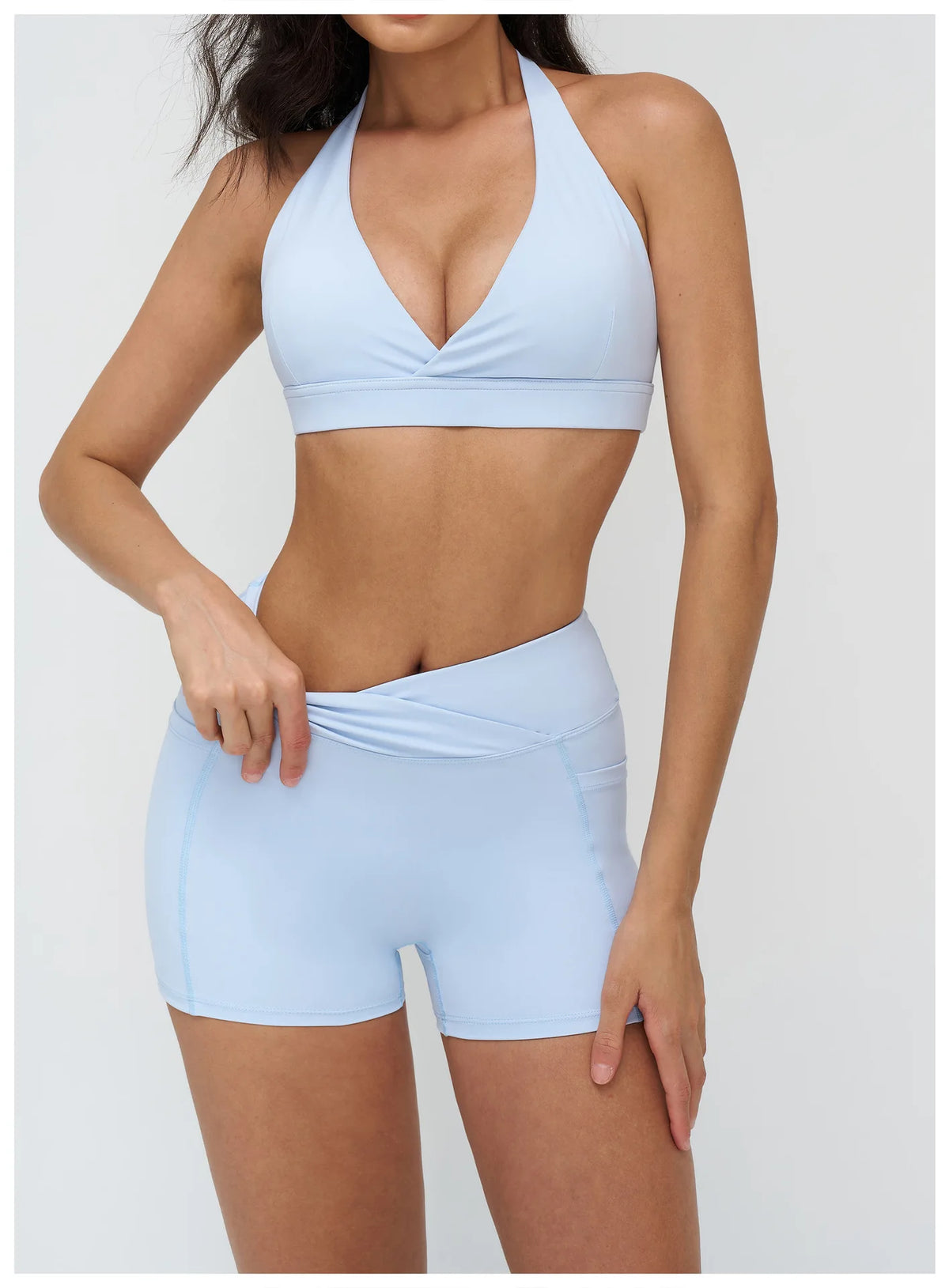 Naked Sports Bras Women Solid Coffee Cross V-neck Shock-absorbing Yoga Suit Gym Fitness Running Workout Crop Top
