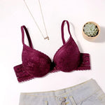 Beauwear 75 80 85 B C Cup Women's 3/4 Cup Plunge Bras Sexy Lace Solid Color Thin Mold Cup Bra Unlined Underwire Bralette