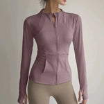Women's Slim Fit Quick Dry Yoga Fitness Jacket Professional Running Sports Long Sleeve Top for Slimming Effect