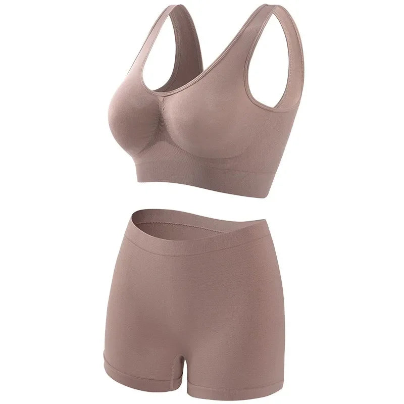 Women Seamless Bra Set Female Bra Tanks Low Waist Boyshorts Underwear Sexy Casual Sports Panties Lingerie Set S-5XL Intimates