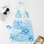 3 Pieces Bikini Set With SkirtTie Dye String Thong Bathing Suit Women Swimsuit FemaleSwimwear Beach Wear Swim Lady Summer