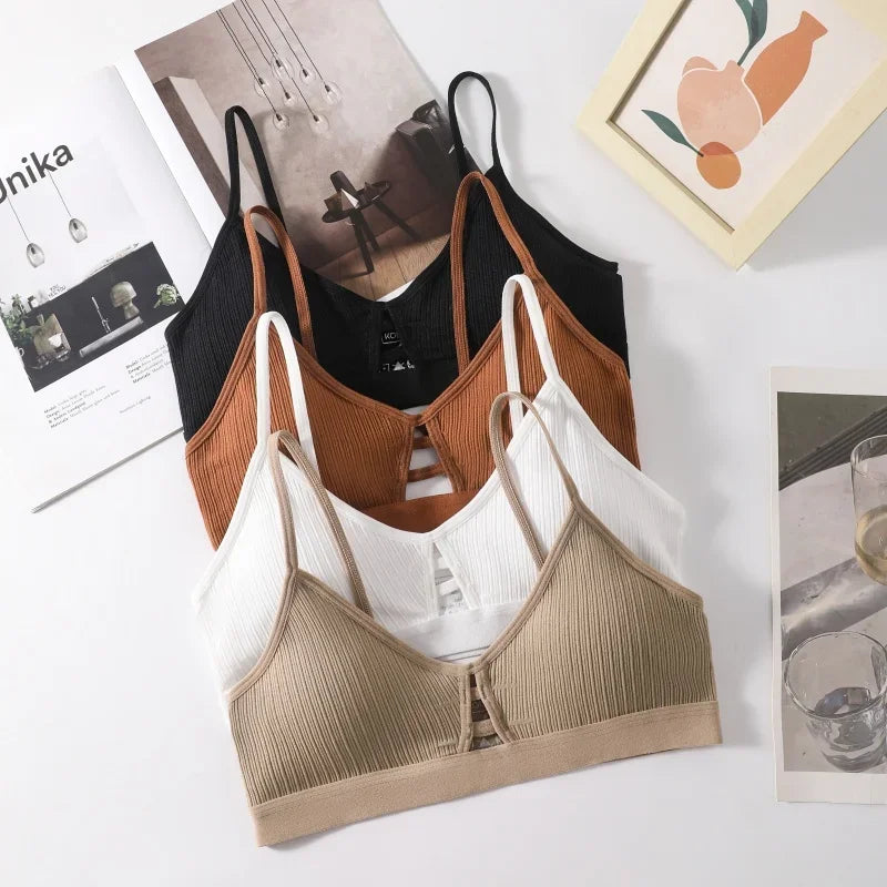 Sexy Non-wire Bras For Women Seamless Underwear Tube Tops Hollow Bras Push Up Sexy Lingerie Female Bandeau Bras Top