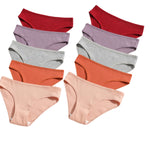 10Pcs/Set Women Cotton Briefs Breathable Panties Low Waist Briefs Sports Solid Soft Skin-Friendly Underwear Daily Wear S-XXL