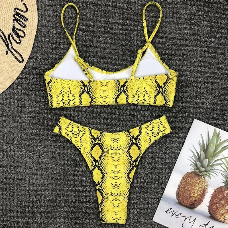 2026 Snake Leopard Brazilian Bikini Female Swimsuit Women Swimwear Two Pieces Bikini Set High Cut Bathing Suit Swim Beach Wear