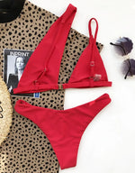 2026 Asymmetric One Shoulder Bikini Women Swimsuit Female Swimwear Two Pieces Bikini Set Hollow Out Bathing Suit Swim Beachwear