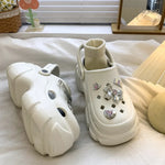 Cute DIY Bow knot Fashion Clogs For Women Indoor Street Slippers Thick Sole Female Summer Shoes Soft EVA Girls Beach Sandals