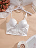 Women's White Floral Lace Push Up Bra Underwire Longline Shaping Side Support Breathable Comfortable Bra