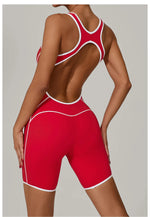 Sexy Sleeveless Backless Scrunch Yoga Jumpsuit Women Black Contrast Hollow One Piece Sports Suit Tight Fitness Sports Overalls