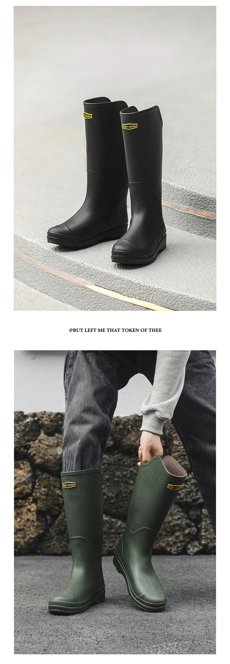 Women's Rain Boots Anti Slip Thick Soles Outdoor Long Tube Rain Boots Waterproof Fashion Wear-resistant Kitchen Women's Boots
