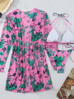 3 Pieces Printed Halter String Bikini 2026 Women & Kimono Swimwear Female Swimsuit Beachwear Bathers Bathing Swimming Swim Suit
