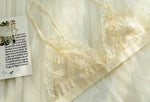 MOYISU French Style Sexy Embroidered Lace Bra Set - No Underwire Triangle Cup Small Breasts Underwear for Big Breasts Women