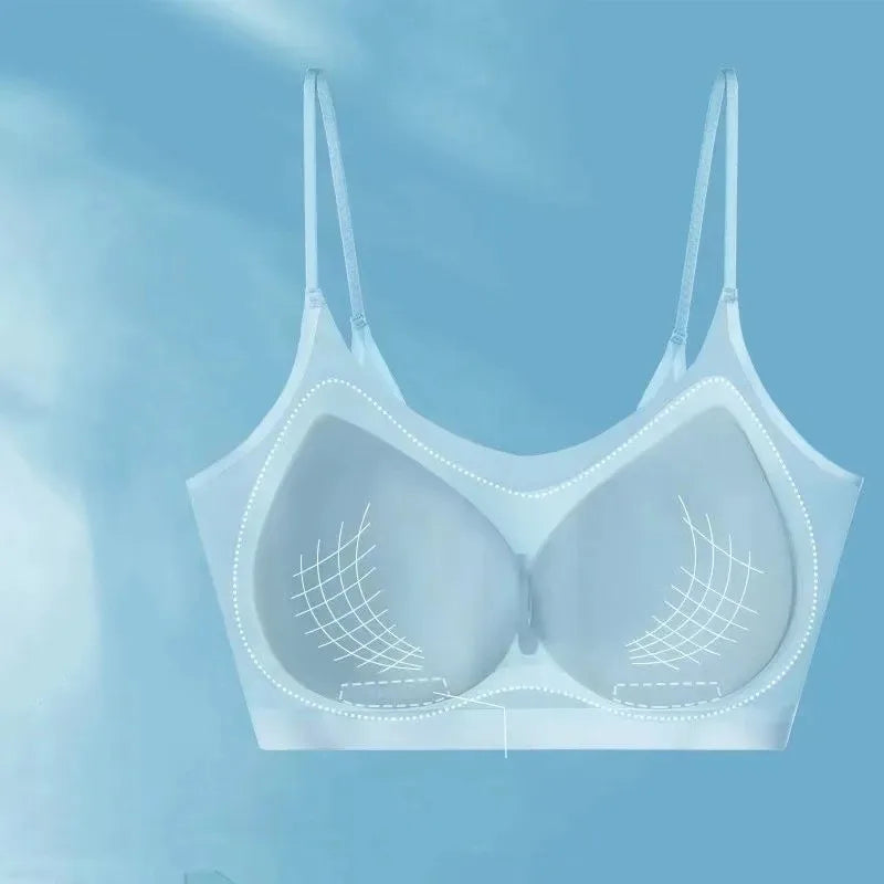 Ultra-thin Tube Tops Push Up Bras For Women Ice Silk Underwear Small Cup Sexy Lingerie Anti Droop Seamless Bras Summer Top
