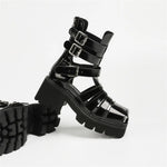 2025 Brand Fashion Women's Black Summer Gladiator Sandals Fashion Leisure Square Heels Casual Platform Shoes Big Size 43