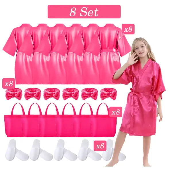 6-15 Set Muti Colors Spa Party Robe for Girls Kids Birthday Party Supplies Favors Spa Day Robes Gowns Sleepover Pyjama Party