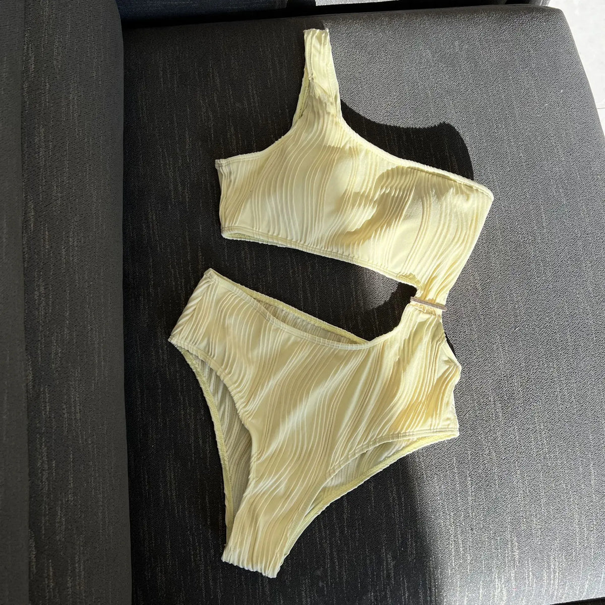 2026 Solid White One Piece Swimsuit Women Sexy Irregular Hollow Out Bikini One Shoulder Backless Monokini Summer Beach Swimwear