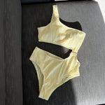 2026 Solid White One Piece Swimsuit Women Sexy Irregular Hollow Out Bikini One Shoulder Backless Monokini Summer Beach Swimwear