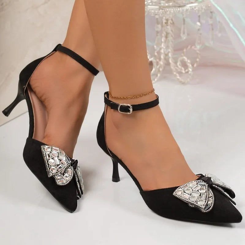 Pointed Toe Stiletto Single Shoes Hollow One Word Buckle Strap Sandals Women Spring 2026 New