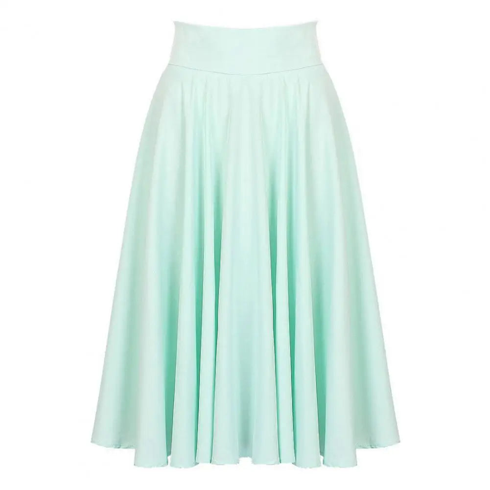 Women Skirt Elastic High Waist A-Line Style Skirt Solid Color Large Hem Skater Skirt Bohemia Style Skirts Women's skirt