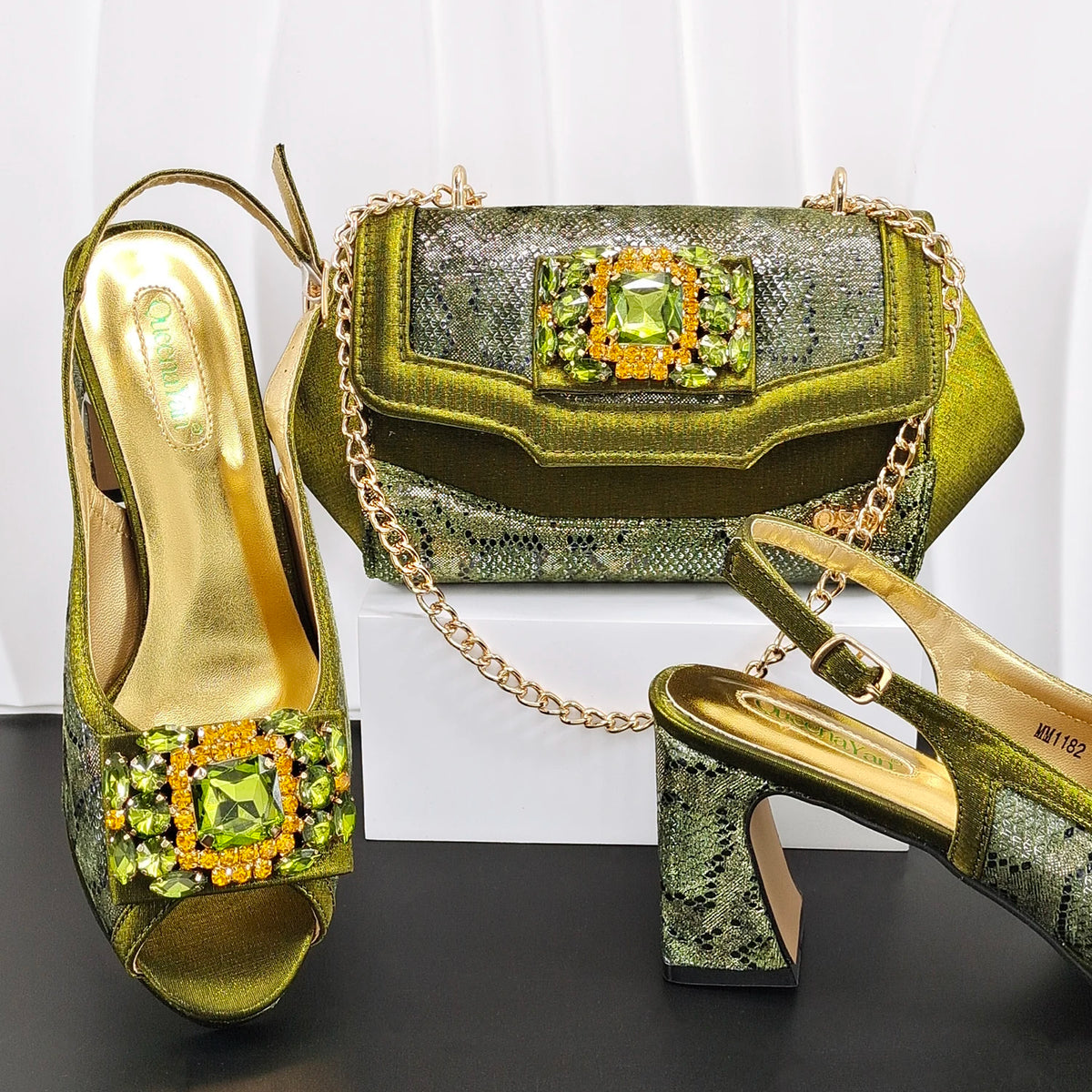 Doershow African fashion Italian Shoes And Bag Sets For Evening Party With Stones gold Italian Handbags Match Bags!HW1-1