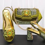 Doershow African fashion Italian Shoes And Bag Sets For Evening Party With Stones gold Italian Handbags Match Bags!HW1-1