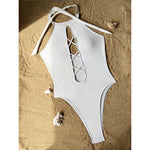 S - XL 7 Colors Lace Up High Neck Full Back Women Swimwear One Piece Swimsuit Female High Leg Cut Bather Bathing Suit Swim V6272