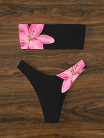 2025 Bandeau Thong Bikini Printed Floral Swimwear Female Sexy Swimsuit Women Bathers Bathing Swimming Swim Suit Beachwear