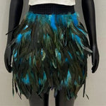 Festival Faux Feather Skirt Punk Gothic Style Hand-Stitched Design Stage Performance Punk Gothic Mini Short Skirt