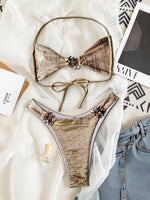 S - XLSparkling High Cut Halter Bikini Female Swimsuit Women Swimwear Two-pieces Bikini Set Bather Bathing Suit Swim Beachwear