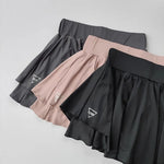 Women's Quick Drying Sports Short Skirt Fake Two-Piece Running Half Skirt Hip Blocking Anti Glare Breathable Tennis Skirt