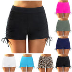 Beach Bathing Suit Women High Waist Bikini Bottoms Swim Briefs Drawstring Beach Shorts Solid Leopard Bikini Ruched Swim Bottoms