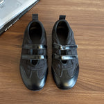 Women Double Hook‑Loop Strap Mary Jane Flats Round Toe Patchwork Soft Sole Retro Ballet Casual Daily Walking Shoes