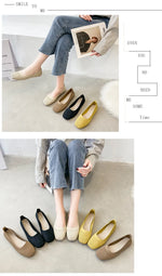 Women Leisure Flats Summer Autumn Flat Shoes Breathable Knitted Square Toe Slip-on Female Daily Walking Driving Loafers