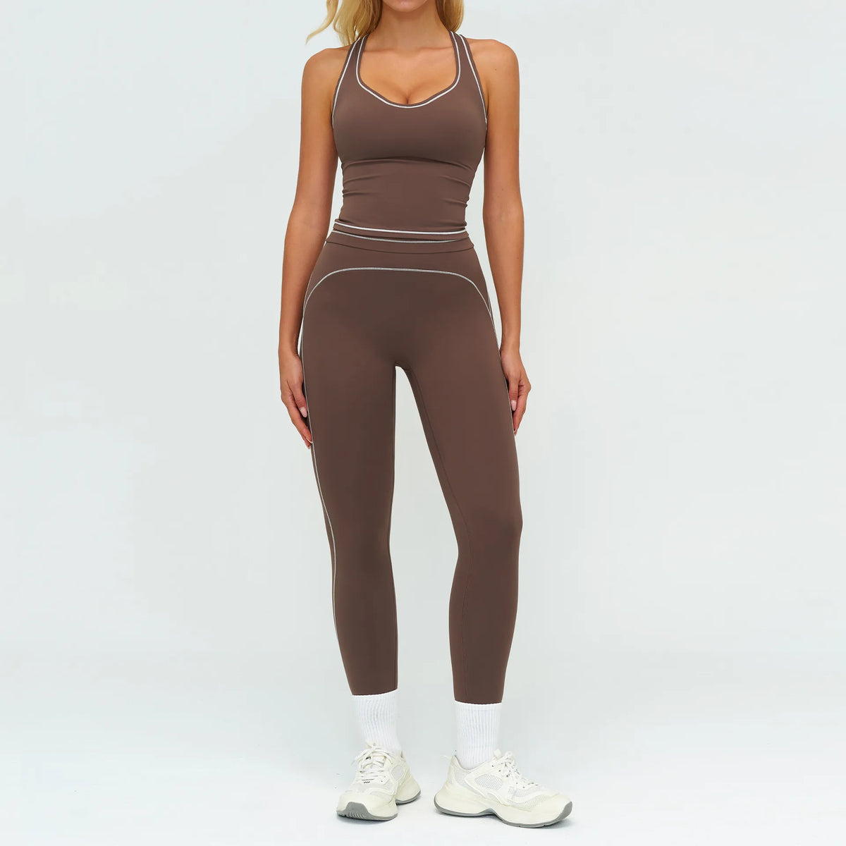 2PCS Yoga Set Gym Clothes Outdoor Sports Outfits Women Tracksuit Gym Fitness Suits Workout Long Sleeved Flared Pants Sportswear