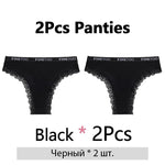FINETOO 2Pcs/Set Women Cotton Brazilian Panties Plus Size M-2XL Lingerie Sexy Lace Underwear Low Rise Girls Intimates Underpants