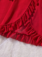 Sexy Lace Lingerie Set for Women, Red Hot Sleepwear Nightdress with Matching Panties, V-Neck Sheer Lace Camisole, Romantic Night