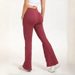 STOUREG Flared Yoga Pants for Women, High Waisted Ribbed Bootcut Leggings, Solid Color Seamless Fitness Trousers