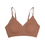 Seamless Ice Silk Ultra-Thin Breathable Bra Comfortable Breathable Underwear Women's Suspender Wavy Sexy Push-up Vest