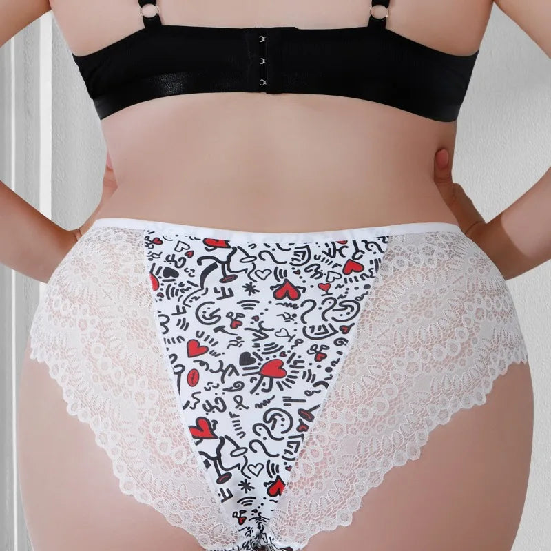 1pcs Plus Size 1XL-4XL Sexy Women Panties Bow Elegant Lady Briefs Mid Waist Female Underpants Breathable Comfortable Underwear