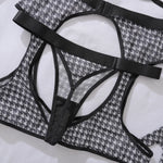 Toucheart Sexy Lingerie Suit for Women Sexy Bra Set Fashion Plaid Patchwork Sexy Lingerie Four-piece Set Women's Underwear Set