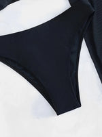 3 Pieces One shoulder Ring Link Bikini 2026 Women & Skirt Swimsuit Solid Sexy Swimwear Female Bathers Bathing Swimming Swim Suit