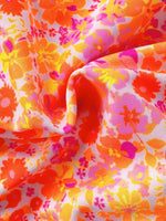 Women Cute Bikini Set 2025 New Summer Orange Floral Print Halter Ruffles Push Up Tie Side Thong Swimsuit Bathing Suit
