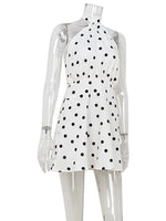 Ahagaga 2025 Summer Women's Mini Dresses Dot Halter Bandage Slim Backless Beach Style Sleeveless Skinny Female Vestidos Robes