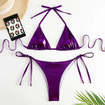 Sexy Gold Silver Red Strings Bikini 2024 Women Swimsuit Female Swimwear Thong Bikinis Set Brazilian Beach Bathing Suit Biquini