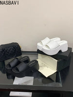 8cm Wedge Sandals Women Slippers Summer White Platform Shoes Casual Wedges Heels Black Sandalias Mujer 2026